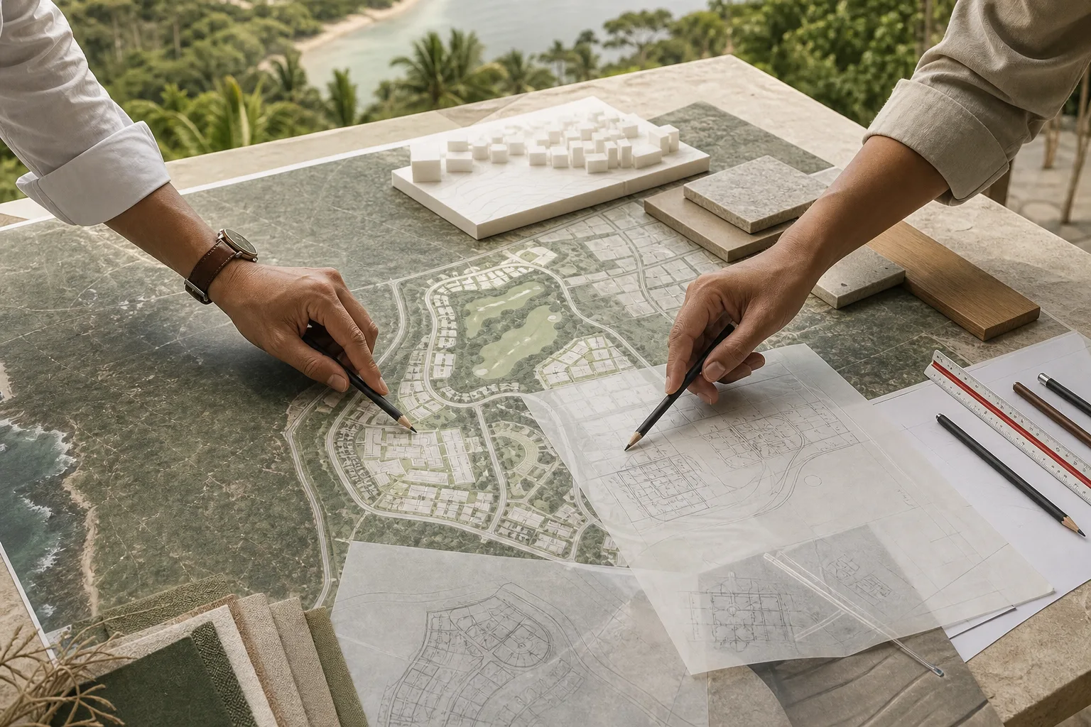 Tim membandingkan alternatif masterplan dan pemanfaatan lahan